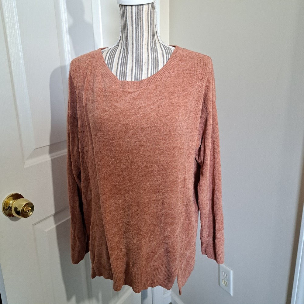 Barefoot Dreams Cozy Chic ultra lite Dockside Pontelle Crew Neck Terracotta 1X